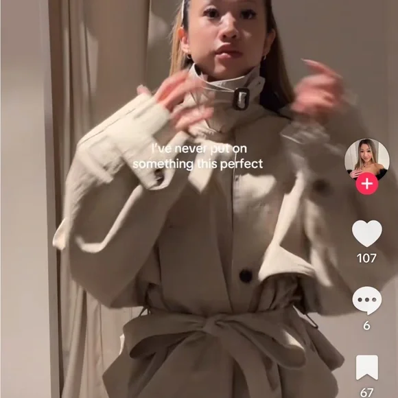 The Frankie Shop Beige MADS Cropped Trench Coat - Picture 5 of 8